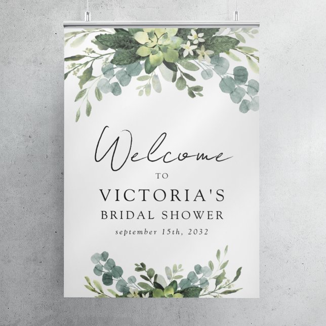 Eucalyptus Watercolor Bridal Shower Welcome Sign (Creator Uploaded)