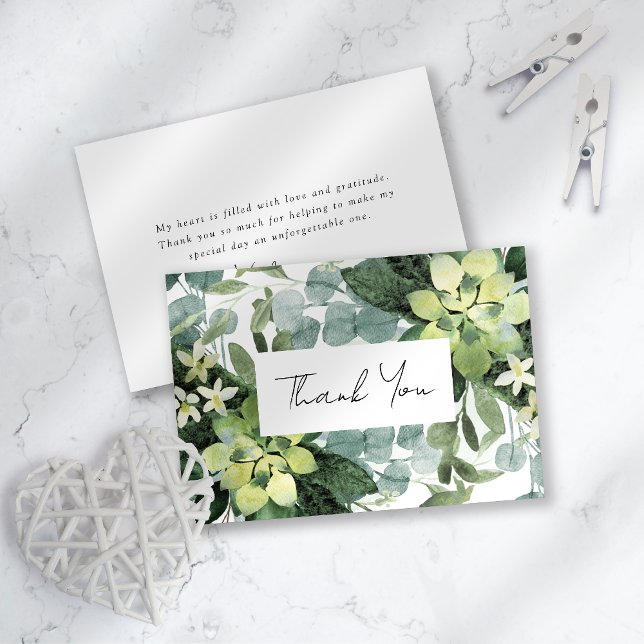 Eucalyptus Watercolor Chic Bridal Shower  Thank You Card (Creator Uploaded)