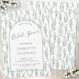 Eucalyptus Watercolor Elegant Bridal Shower Invitation