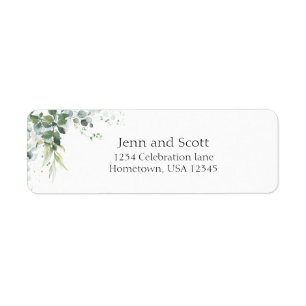 Eucalyptus watercolor elegant greenery return labe address label