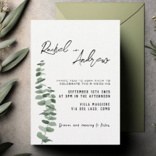 Eucalyptus watercolor Elegant Wedding Invitation