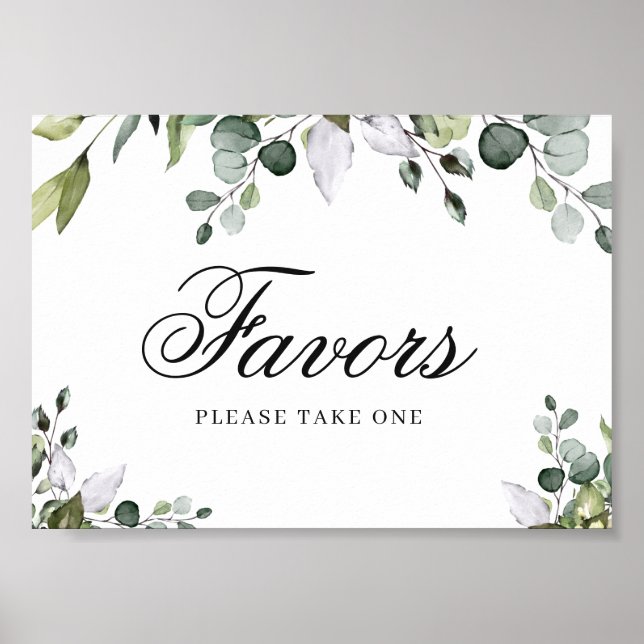 Eucalyptus Watercolor Favours Poster Sign (Front)