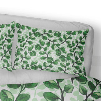 Eucalyptus watercolor green  leaves pillowcase