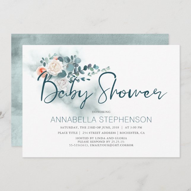 Eucalyptus | Watercolor Greenery Baby Shower Invitation (Front/Back)