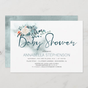 Eucalyptus   Watercolor Greenery Baby Shower Invitation