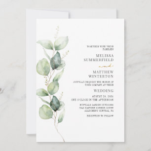 Eucalyptus Watercolor Greenery Botanical Wedding Invitation