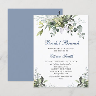 Eucalyptus Watercolor Greenery Bridal Brunch Invit Postcard