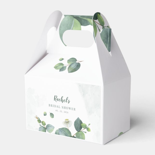 Eucalyptus Watercolor Greenery Bridal Shower Favour Box (Front Side)