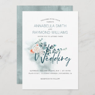 Eucalyptus   Watercolor Greenery   Floral Wedding Invitation