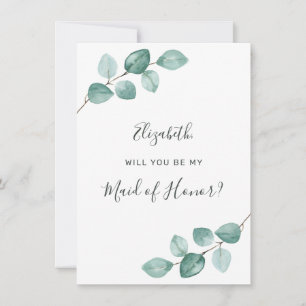 Eucalyptus Watercolor Greenery Maid of Honour Invitation