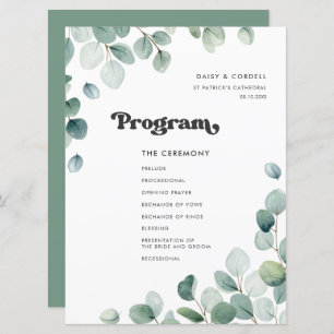 Eucalyptus watercolor greenery wedding program