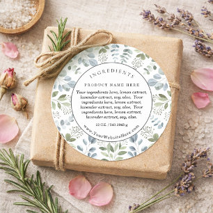 Eucalyptus Watercolor Ingredients Product Label