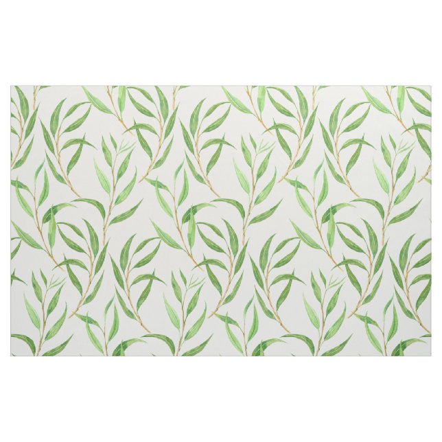 Eucalyptus watercolor pattern on white fabric (Fat Quarter)