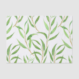 Eucalyptus watercolor pattern on white tissue paper