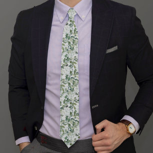 Eucalyptus Watercolor Pattern Tie