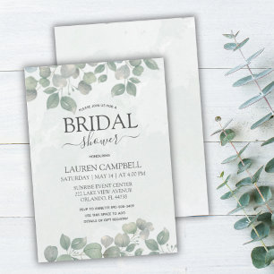 Eucalyptus watercolor Sage Green BRIDAL SHOWER Invitation