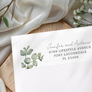 Eucalyptus Watercolor Sage Green Wedding  Return Address Label