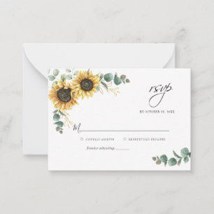 Eucalyptus Watercolor Sunflower Floral RSVP Card