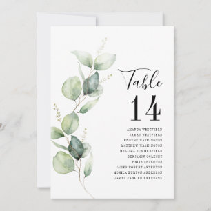 Eucalyptus Watercolor Table Number Wedding Seating