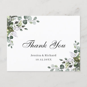 Eucalyptus Watercolor Thank You Postcard