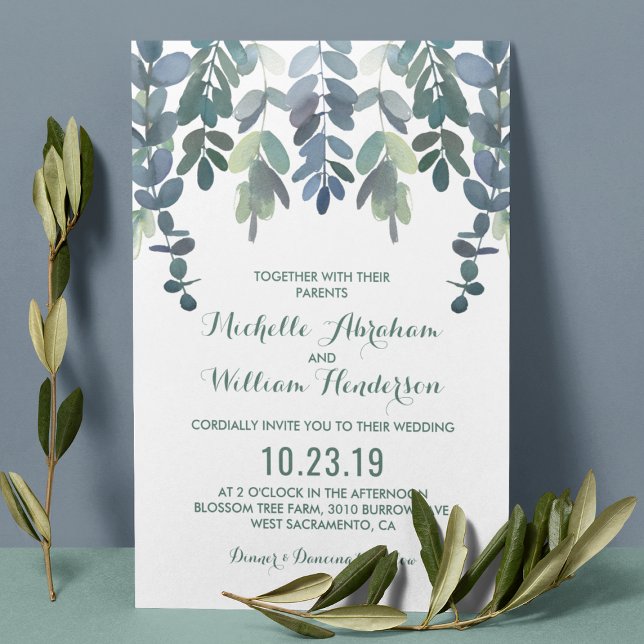 Eucalyptus Watercolor Wedding Invite | Greenery (Creator Uploaded)