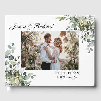 Eucalyptus Watercolor Wedding PHOTO Guest Book