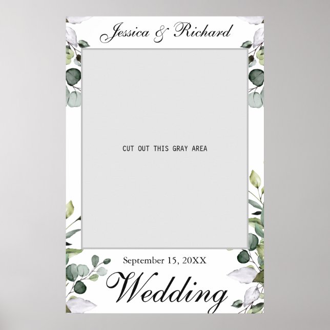 Eucalyptus Watercolor Wedding Photo Prop Poster (Front)