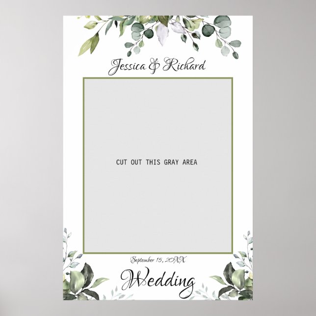 Eucalyptus Watercolor Wedding Photo Prop Poster (Front)