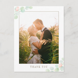 Eucalyptus Watercolor Wedding Photo Thank You Postcard