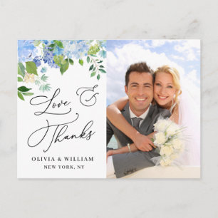 Eucalyptus Watercolor Wedding Photo Thank You Postcard