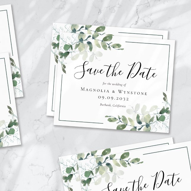 Eucalyptus Watercolor Wedding Save The Date (Creator Uploaded)