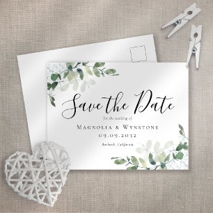 Eucalyptus Watercolor Wedding Save The Date Postcard