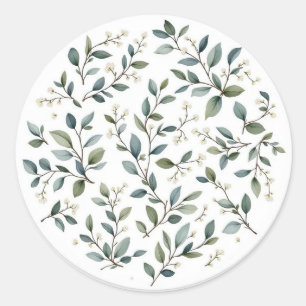Eucalyptus Watercolor Wedding Sticker