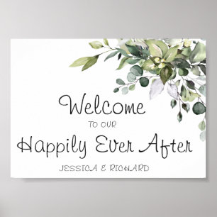 Eucalyptus Watercolor Wedding Welcome Poster Sign