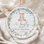 Eucalyptus we can bearly wait baby shower paper plate<br><div class="desc">Eucalyptus we can bearly wait baby shower Paper Plates
Matching items are available.</div>