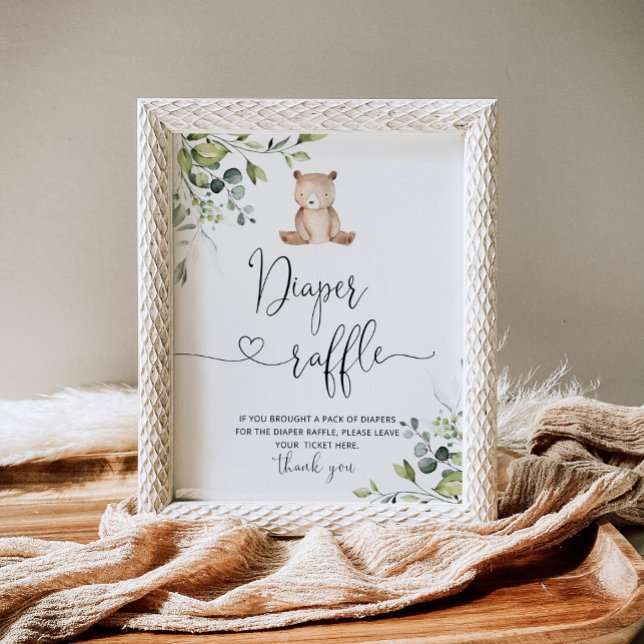 Eucalyptus We can bearly wait diaper raffle Poster (Creator Uploaded)