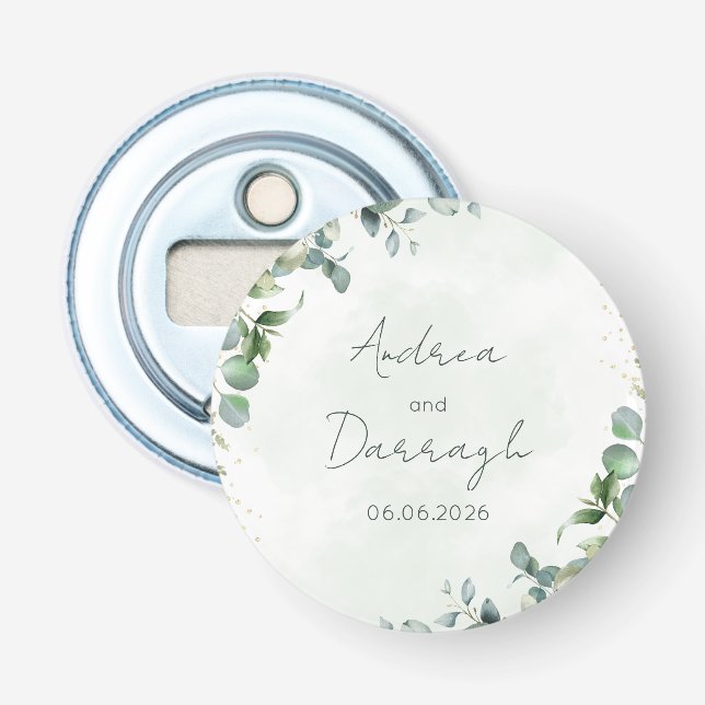 Eucalyptus Wedding Bottle Opener 1001A (Front)