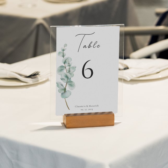 Eucalyptus Wedding Calligraphy Table Number (Creator Uploaded)