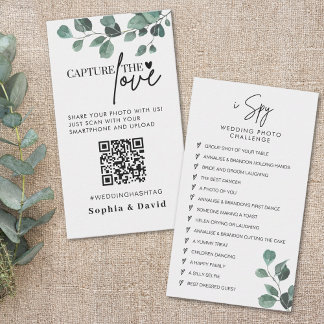 Eucalyptus Wedding Capture The Love QR Code Enclosure Card