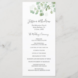 Eucalyptus Wedding Ceremony Program Foliage