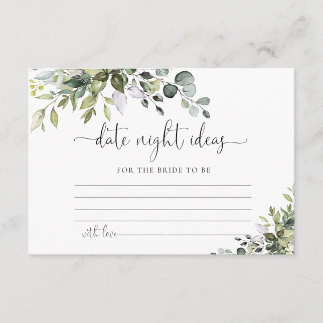 Eucalyptus Wedding Date Night Ideas  Enclosure Card (Front)