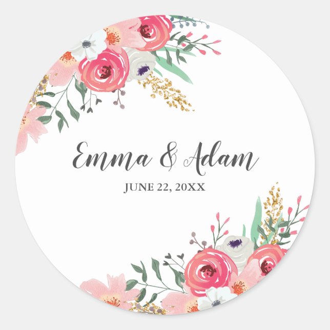 Eucalyptus Wedding Envelope Seal Elegant Sticker (Front)