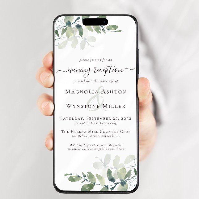 Eucalyptus Wedding Evening Reception Digital Evite Invitation (Creator Uploaded)