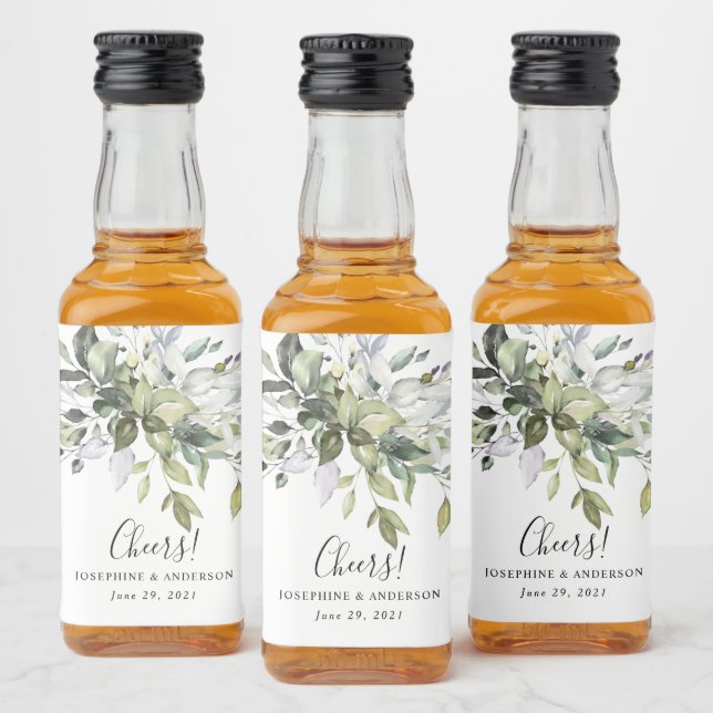 Eucalyptus Wedding Favors Liquor Bottle Labels  (Bottles)