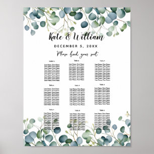 Eucalyptus wedding floral Table plan party/wedding Poster