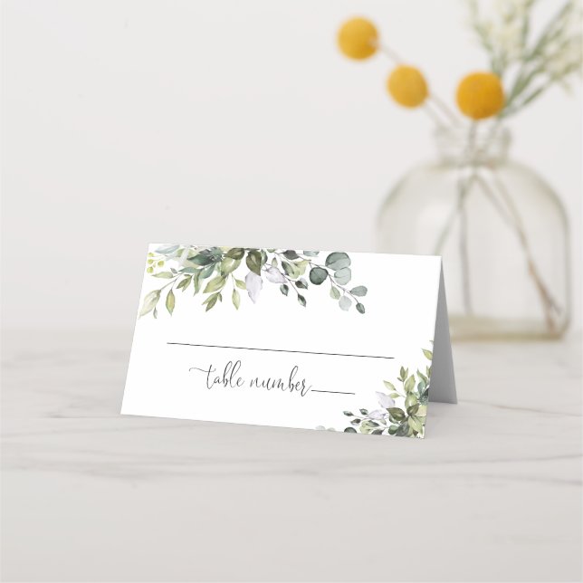Eucalyptus Wedding Folded Place Card (Front)