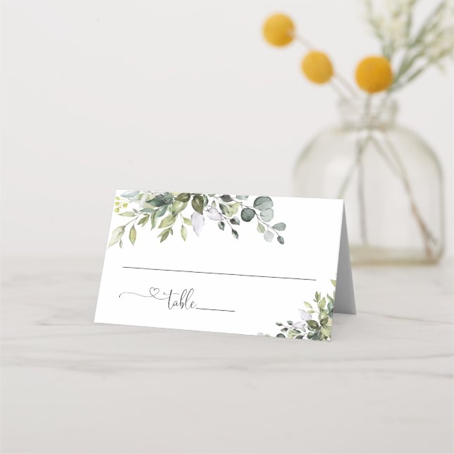 Eucalyptus Wedding Folded Place Card (Front)