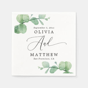 Eucalyptus Wedding Greenery Garden Cocktail Napkin