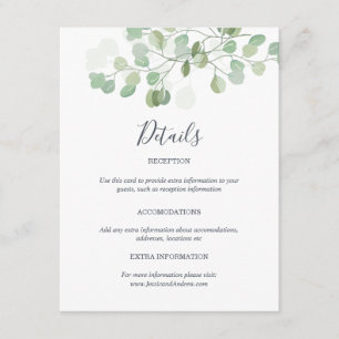 Eucalyptus Wedding Guest Information Card Insert