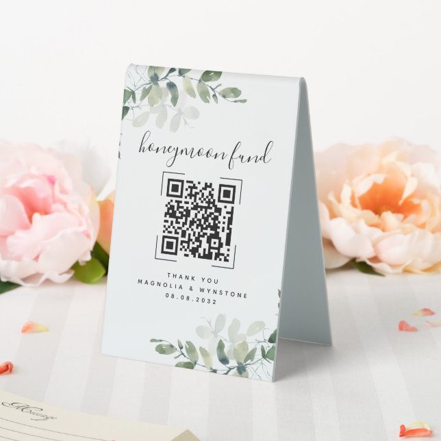 Eucalyptus Wedding Honeymoon Fund QR Code (In SItu (Wedding))